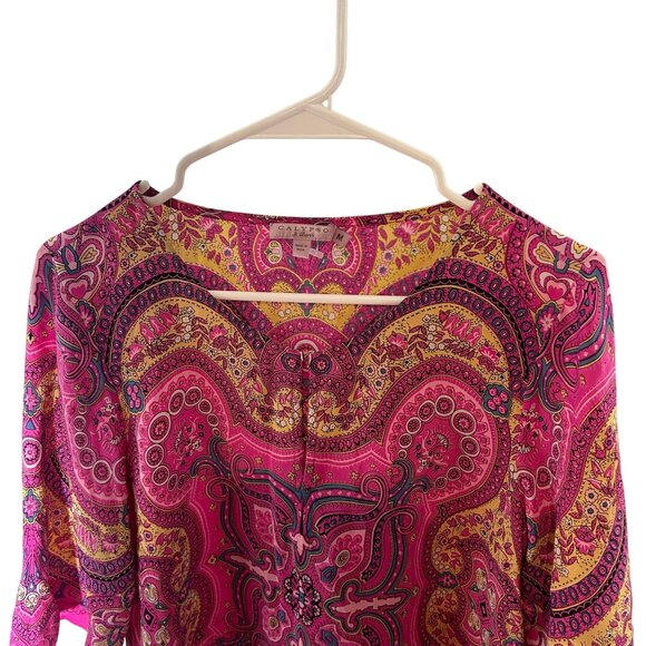 Calypso St. Barth Pink Paisley Print Silk Shift Dress Size M - Picture 4 of 5